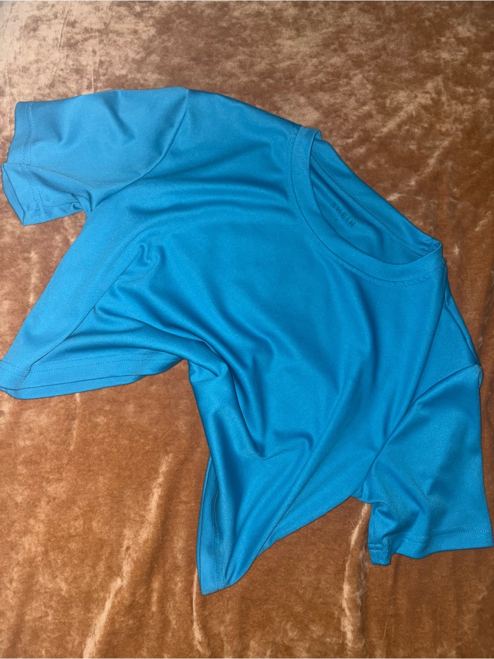 SHEIN Turquoise Short Sleeve Crewneck Tee